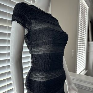 Guess by Marciano LA Black Sheer Lace Top Sz Medium